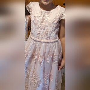 Elegant Pink Lace Kids Dress